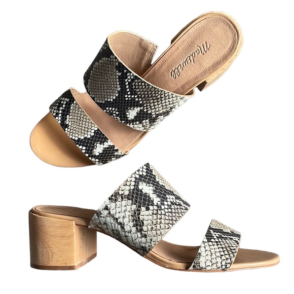 Madewell The Kiera Mule Sandal in Snake Embossed Leather 10 - Picture 1 of 10